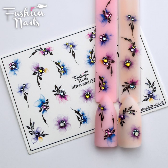 Слайдер-дизайн (наклейка, стикер) для ногтей Fashion Nails 3D Crystal №37