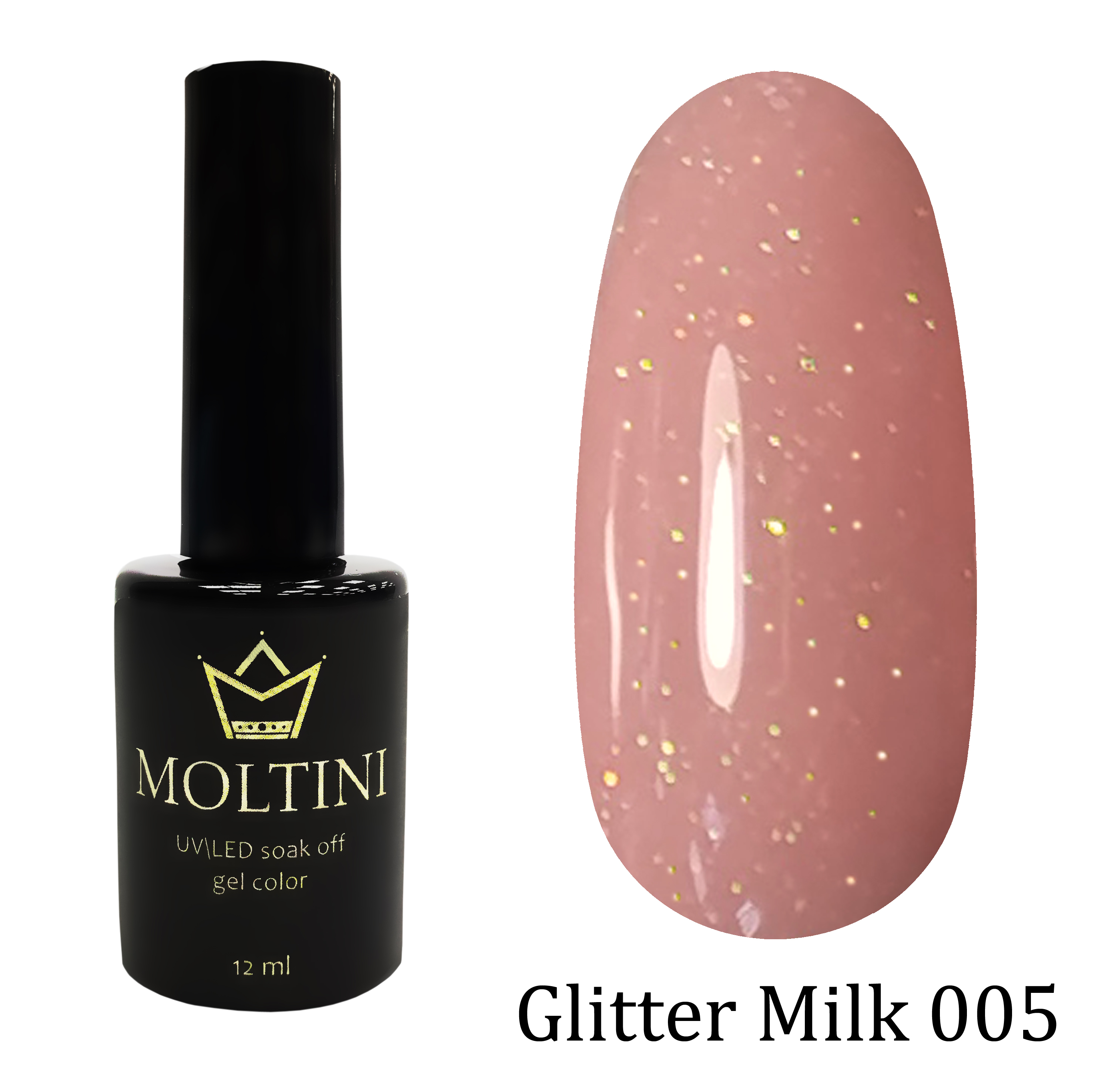 Moltini цветной гель-лак Glitter Milk 005, 12 мл