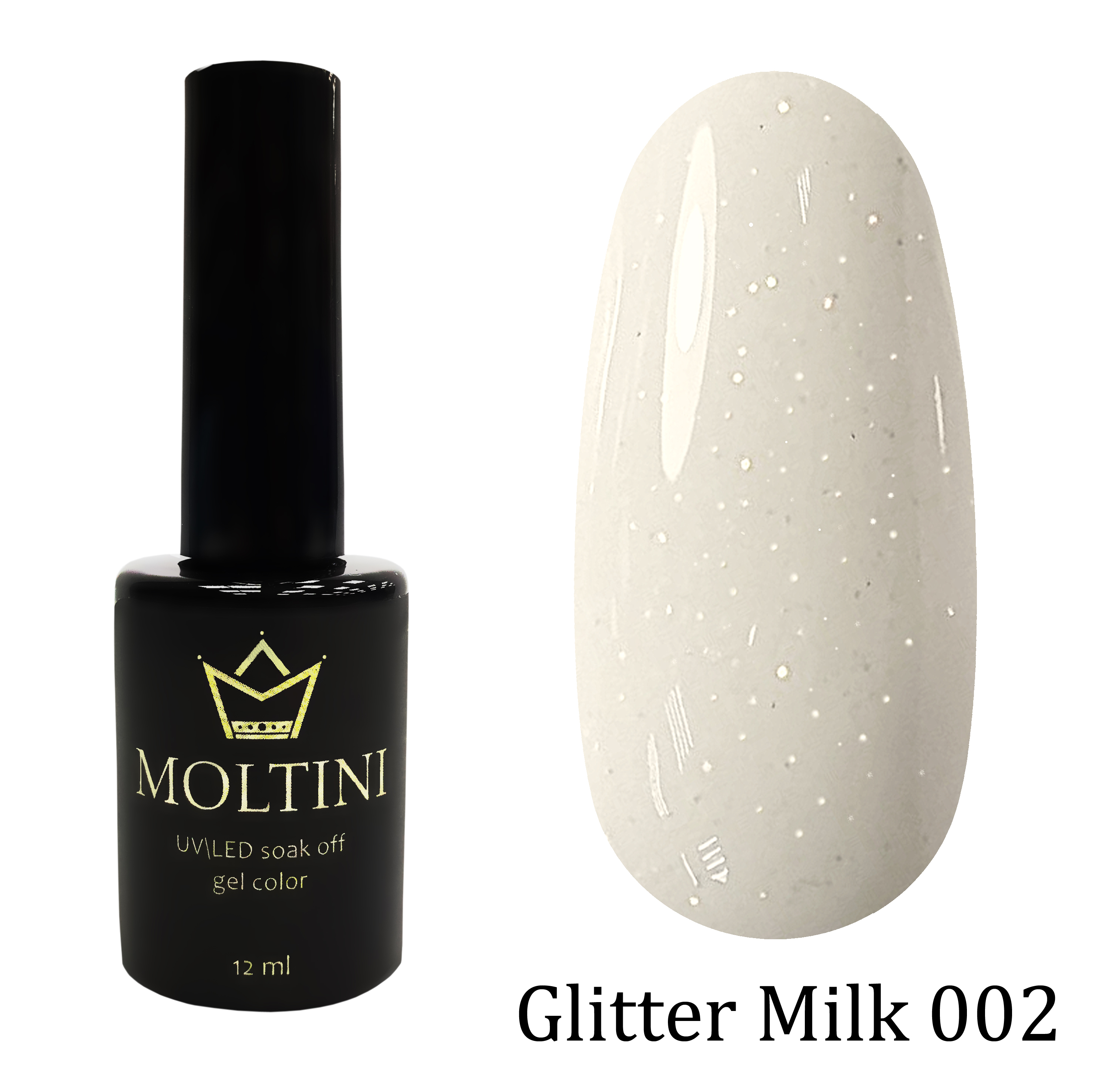 Moltini цветной гель-лак Glitter Milk 002, 12 мл