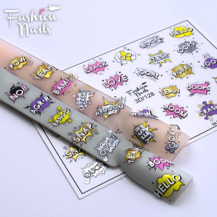 Слайдер-дизайн (наклейка, стикер) для ногтей Fashion Nails 3D №128